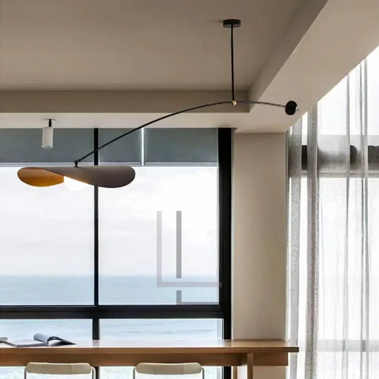 Berlin Ceiling Light from Luminate Living - modern sculptural black iron chandelier with frosted glass lampshade for contemporary kitchen and dining room lighting