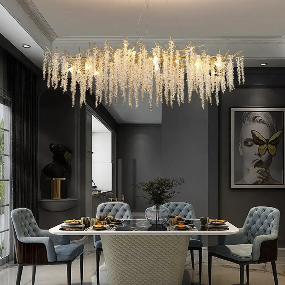 Luminate Living - Essence - Majestic crystal chandelier. Organic-shaped crystal clusters lighting for dining rooms, living areas, entrance halls, hotel areas, restaurants, etc.