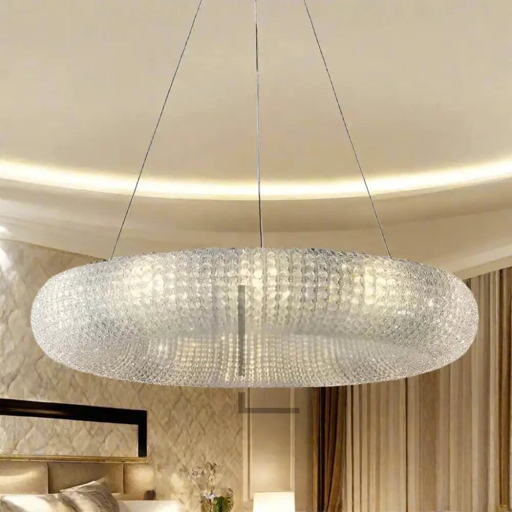 Ethereal Crystal Living Room Chandelier in silver and gold, featuring K9 crystal and metal. A modern and elegant design that enhances any space with stylish sophistication and a warm ambiance. Perfect for living rooms, hotels, and weddings.